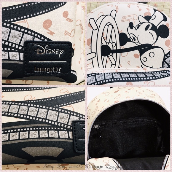 Loungefly Steamboat Willie Mickey Mouse Backpack - Picture 6 of 7